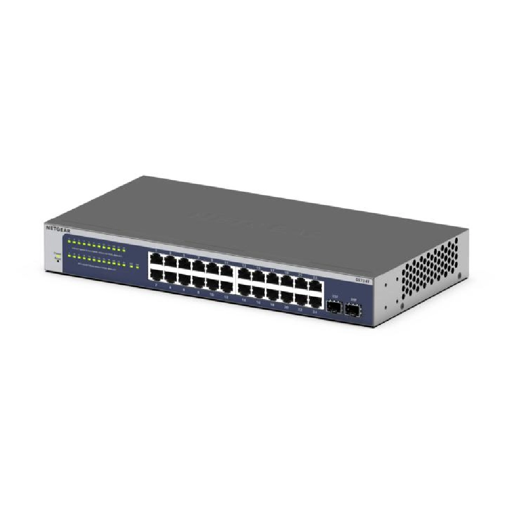 NETGEAR 24-Port Gigabit Ethernet Smart Switch with 2 Dedicated SFP Ports (GS724T v6) view 2